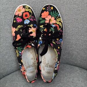 Keds x Rifle Paper Co. Champion Sneakers, Black/Floral, Size 7.5 women’s